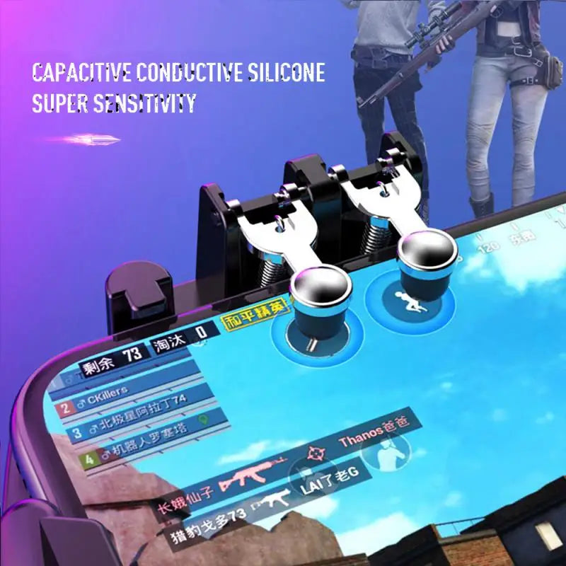1~5PCS Mobile Joystick Controller Turnover Button Gamepad for PUBG iOS Android Six 6 Finger Operating Gamepad With Cooling Fan
