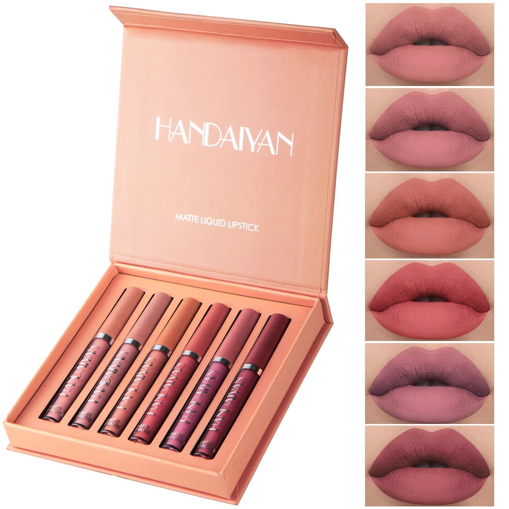 NEW Arrivals 6PCS Set Non Stick Cup Liquid Lipstick , Long-Lasting Lip Gloss Gift Box – Matte Finish Lip Gloss, Resistant to Fading Women Cosmetic Supplies