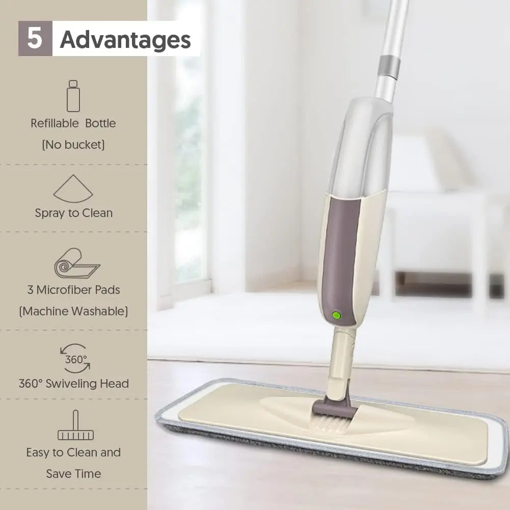 NEW Arrivals Spray Mop Broom Set + 4 Cloths Set Magic Flat Mops for Floor Home Cleaning Tool Brooms Household with Reusable Microfiber Pads Rotating Mop Home Appliances