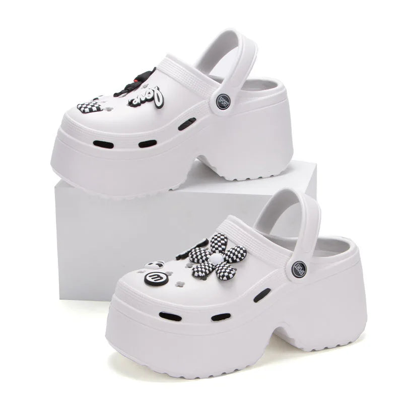 Women Chunky Platform Sandals Summer Soft Thick Sole Diy Clogs Garden Shoes Woman Closed Toe Non-Slip Beach Slides Sandals
