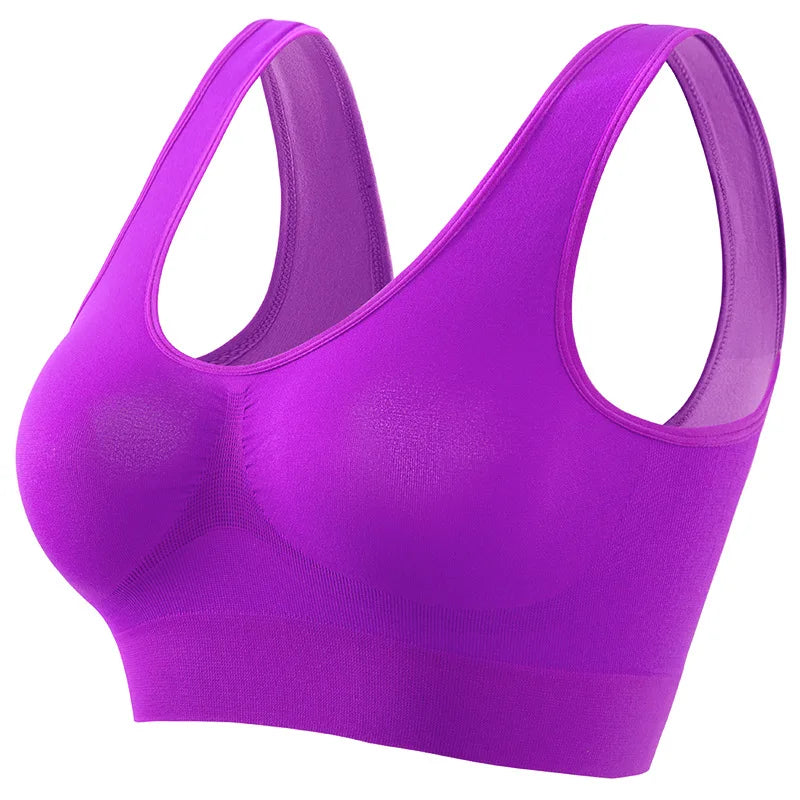 NEW Arrivals S-5XL Plus Size Women Sports Bra Large Size No Steel Ring Seamless Underwear Removable Chest Pad Running Sport Yoga Vest Bras