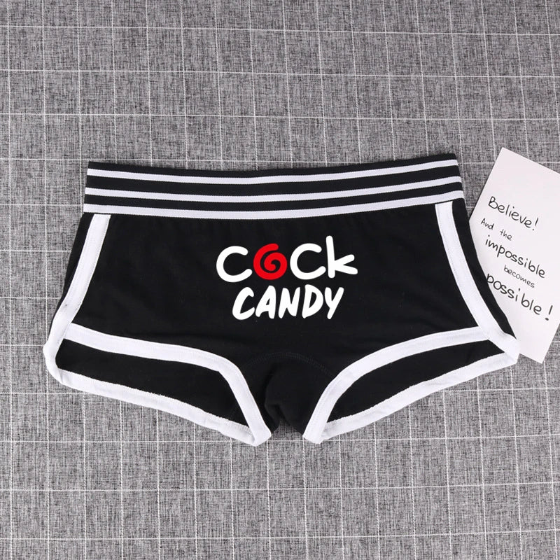 NEW Arrivals 7 Colors *COCK CANDY* Cotton Boy Shorts WIFE Gift Underwear for Women New Women Boxer Shorts Girl Panties Breathable Women's Intimates