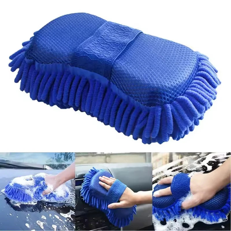 NEW Arrivals 2PCS Set Car Wash Glove Microfiber Chenille Car Wash Sponge Free Care Washing Detailing Brush Pad Multifunction Auto Cleaning Tool Car Supplies