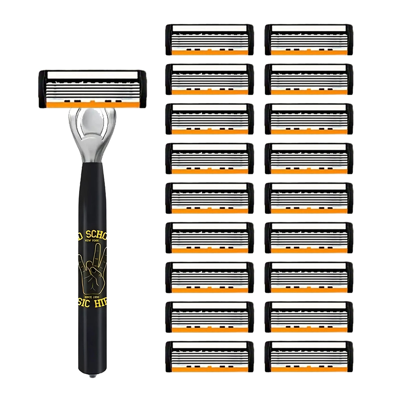 Brand New 21 Blades 7 Layer Set Men And Women Manual Safety Razor Blade 7-Layer Stainless Steel Hair Removal Shaving Blades Replaceable Shaver Head