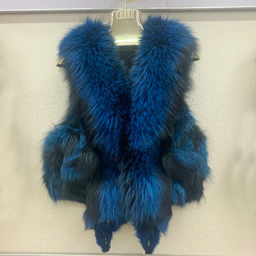NEW Arrivals S-3XL 6 Colors Italian Design Style Women Winter Luxury Natural Fox Fur Vest Warm Soft 100% Genuine Fox Fur Gilet Lady High Quality Real Fox Fur Sleeveless Coat