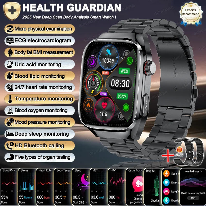 NEW Arrivals 12 Colors/Patterns Women Men Ai Diagnosis Health Healing Wrist Watch ECG+PPG Smart Watch Precise Uric Acid Blood Pressure Organ Body Analysis Smart Watch HD Call Watches Health Watch