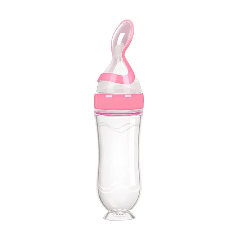 NEW Arrivals Safe Useful Silicone Baby Bottle With Spoon Food Supplement Rice Cereal Bottles Squeeze Spoon Milk Feeding Bottle Cup