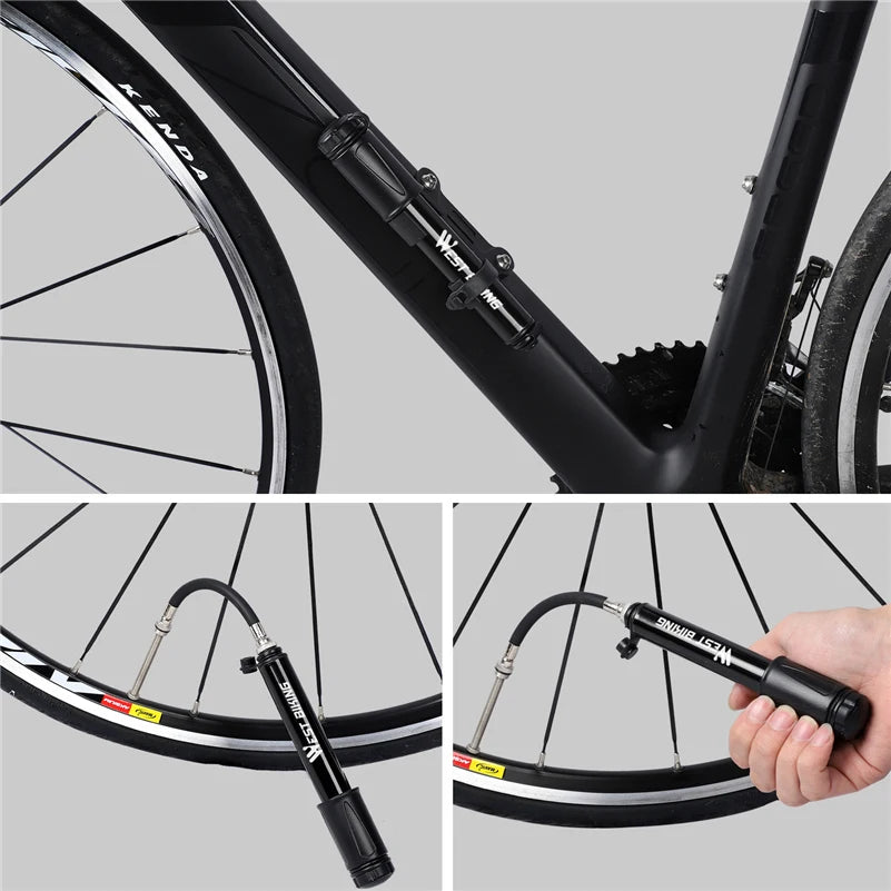 NEW Arrivals 100Psi Mini Bike Pump Aluminum Alloy Bicycle Hand Air Pump Tire Inflator Schrader Valve MTB Road Cycling Pump Bicycle Parts Accessories Sports Supplies