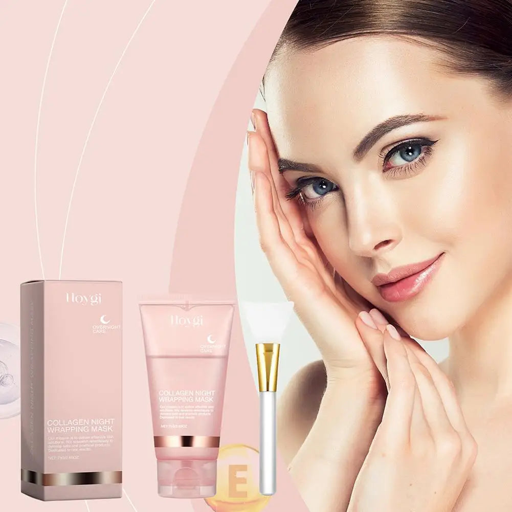 NEW Arrivals Korean Set Collagen Overnight Wrapping Peel Off Facial Mask, Korean Collagen Night Wrapping Mask Deeply Hydrates Night Care Mask Cream Skin Care Supplies
