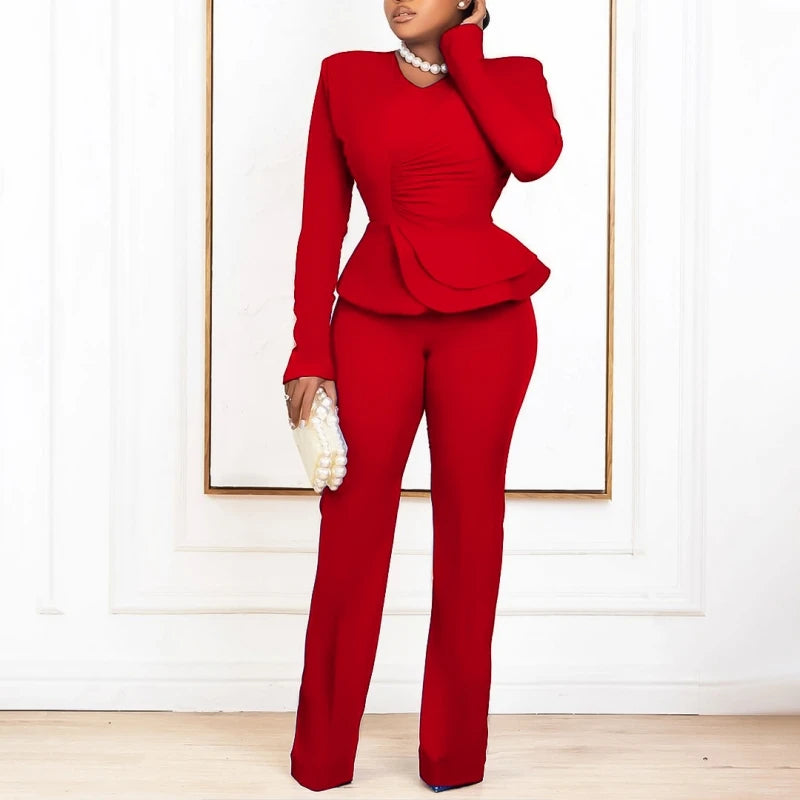 NEW Arrivals 2PCS Set Plus Size 4 Colors African Women Sets Spring Autumn Matching Sets Top And Pants Suits Outfits Ladies Luxury Fashion Clothing Supplies