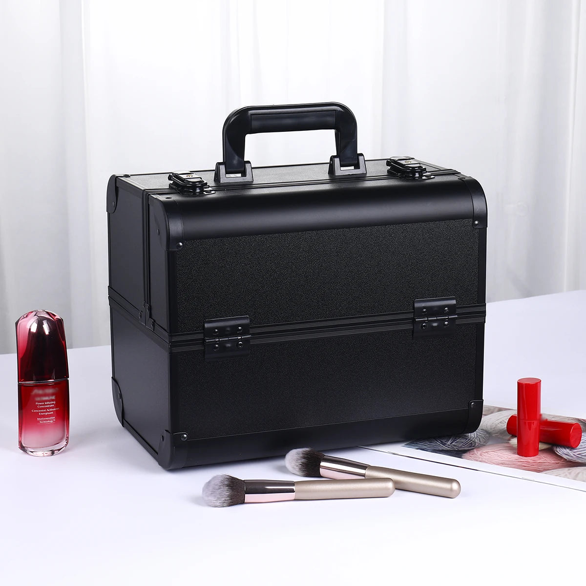NEW Arrivals 8 Colors Make-Up Train Case Aluminum Alloy Case Pedicure Tool Box with Handle Cosmetic Box Portable Makeup Case Organizer