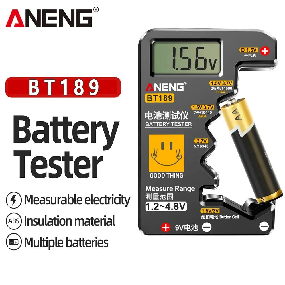 NEW Arrivals BT189 Button Cell Battery Tester 9V N D C AA AAA Universal Household LCD Display Battery Tester Power Bank Detectors Tools