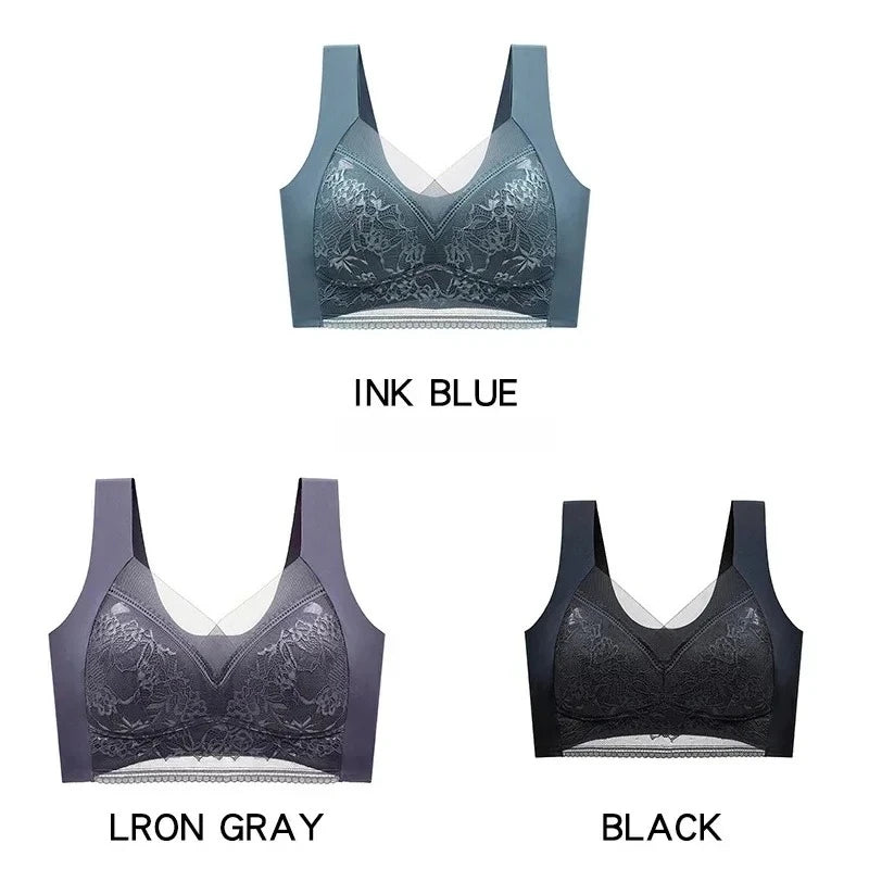 NEW Arrivals 3PCS Set 6 Colors/Patterns L-6XL(115KG) Women's Push Up Bralette Wireless Bras - 5cm Natural Lift, Seamless Lace Plus Size No Underwire Comfort