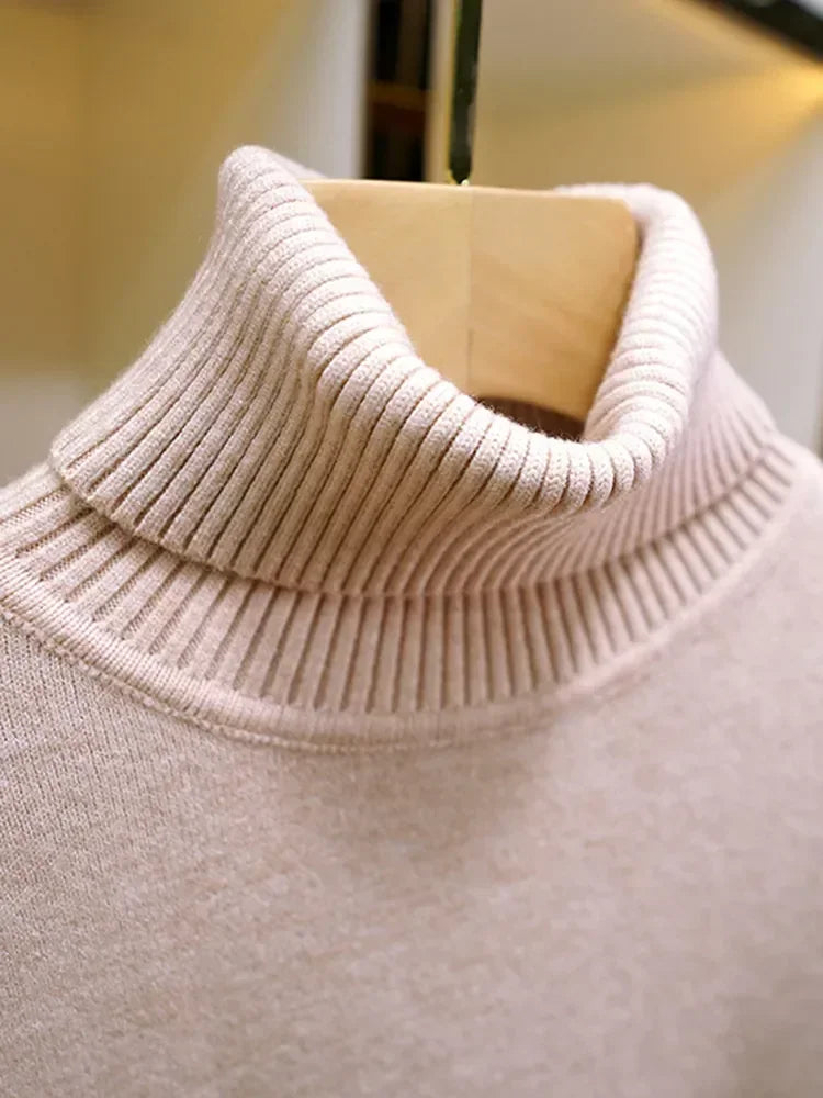 NEW Arrivals Sweater For Women Winter Thicken Turtleneck Slim Knit Pullover New Warm Plush Velvet Lined Knitwear Jumper Tops Casual Female Girls Luxury Fashion Clothing Supplies