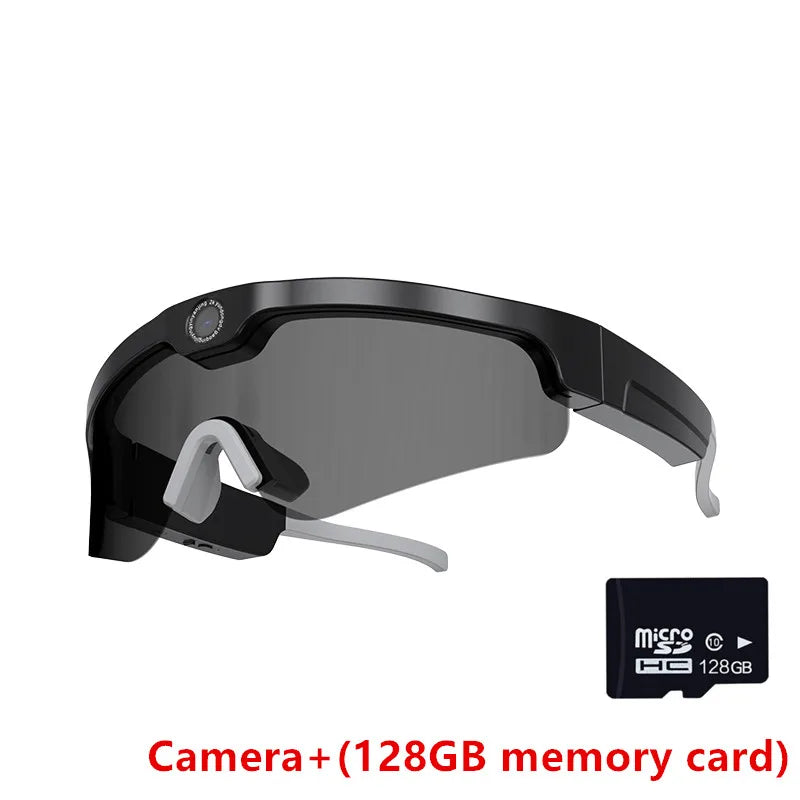 NEW 4K Mini HD Glasses 128G Card Camera, Mini Sports Glasses Camera, Bicycle Video Recorder, Polarized Sunglasses, Bluetooth Glasses Cycling Bikes Security Accessories Sports Supplies