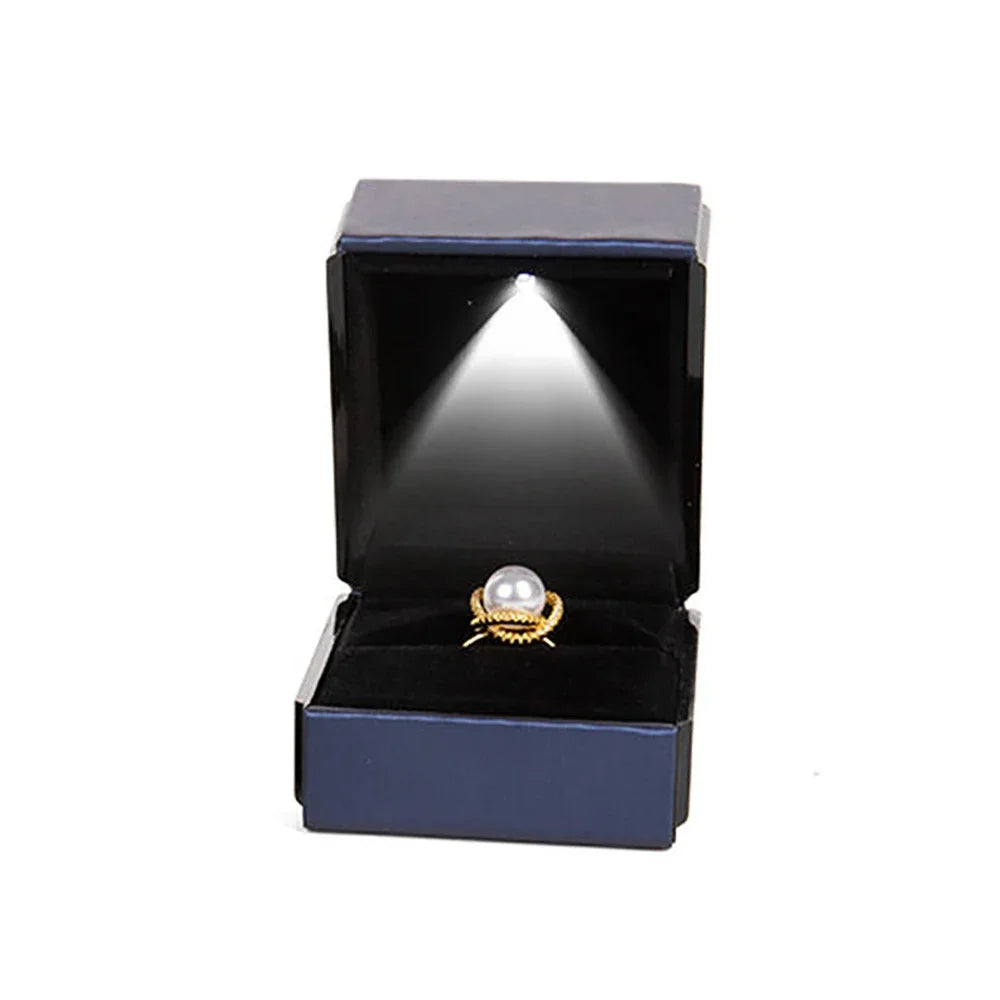 NEW LED Light Jewelry Box Luxury Ring Box for Proposal Engagement Wedding Rubber Paint Square Jewelry Gift Organizer Accessories Jewelry Supplies