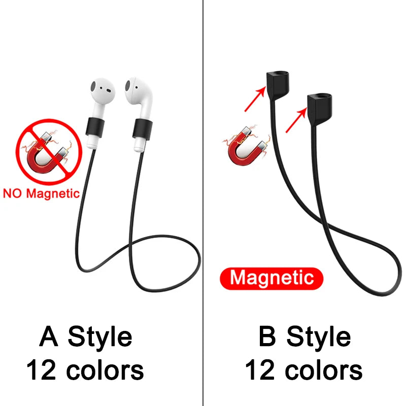 Soft Silicone Anti Lost Magnetic Rope Earphones for Apple Air Pods 2 1 3 Air Pods Pro Bluetooth Wireless Headphone Earbuds Strap