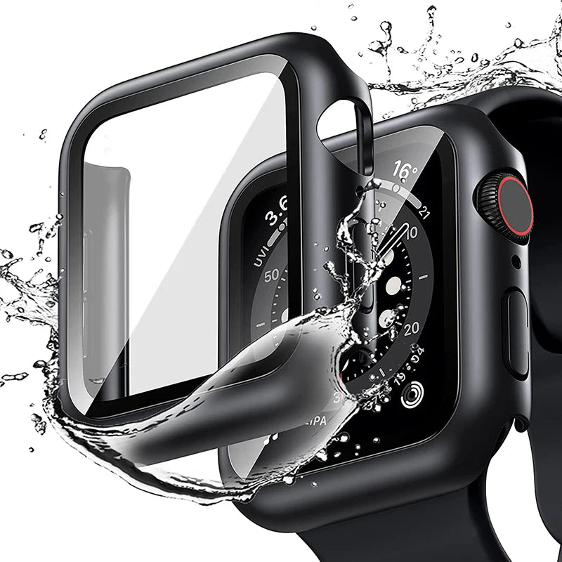 NEW Tempered Glass+Cover For Apple Watch Accessories 45mm 41mm 44mm 40mm 42mm Screen Protector Apple Watch Case Series 9 4 5 6 SE 7 8 Watches Accessories Electronics Supplies