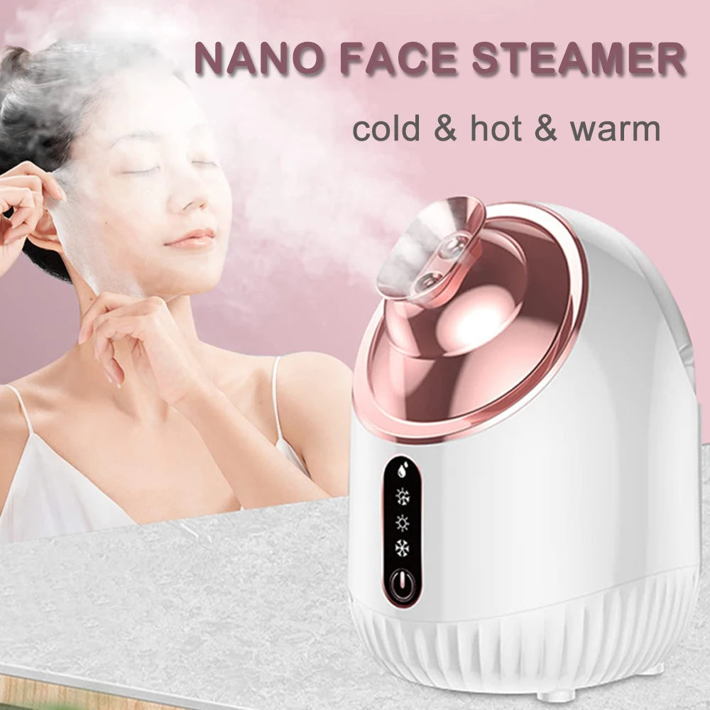 NEW Arrivals HOT SALE SPA Face Steamer Nano Mist Sprayer Facial Steamer Cold & Hot Nebulizer Facial Sauna Humidifier For Pores Cleansing Moisturizing Ladies Beauty Salon Spa Supplies