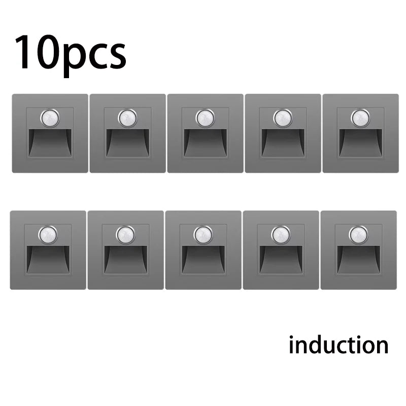 NEW Arrivals 10PCS Set Motion Sensor Light AC110V-240V Infrared Human Body Induction Night Footlight LED PIR Sensor Stairway Corridor Foyer Lighting