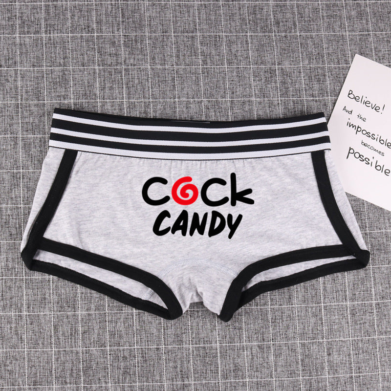 NEW Arrivals 7 Colors *COCK CANDY* Cotton Boy Shorts WIFE Gift Underwear for Women New Women Boxer Shorts Girl Panties Breathable Women's Intimates
