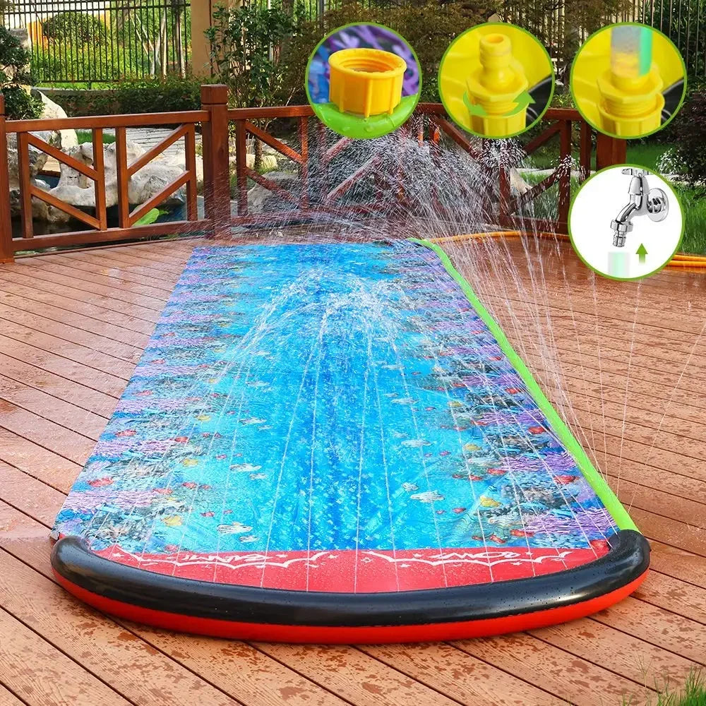 NEW Arrivals Summer Adults/Children's Inflatable Water Slide Outdoor Backyard Water Toys Game Swimming Pool Water Slide Parent-Child Outdoor Surfing Games Sports Supplies
