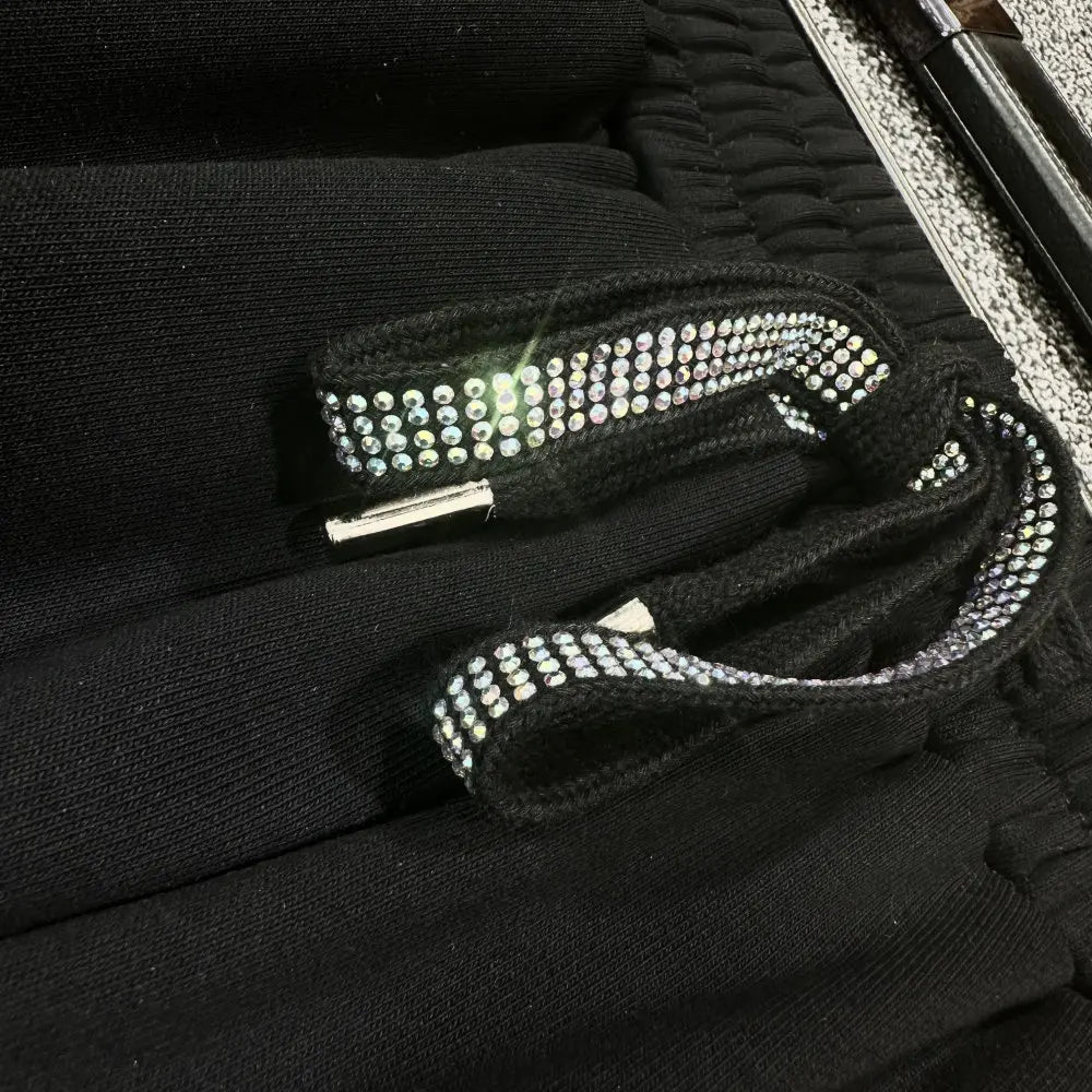 150KG Luxury Plus Size Sets for Women Men Autumn Casual 2 Piece Sets Women Outfit with Sparkling Rhinestones Large Size Sets