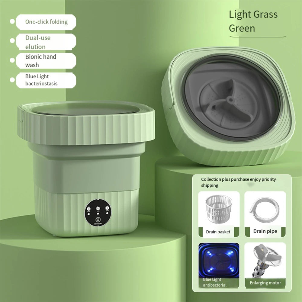 NEW Arrivals 6L 11L 4 Colors Folding Portable Washing Machine with Spin Dryer for Clothes Outdoor Travel Camping Home Ultrasonic Underwear Socks Mini Washer 110V 220V