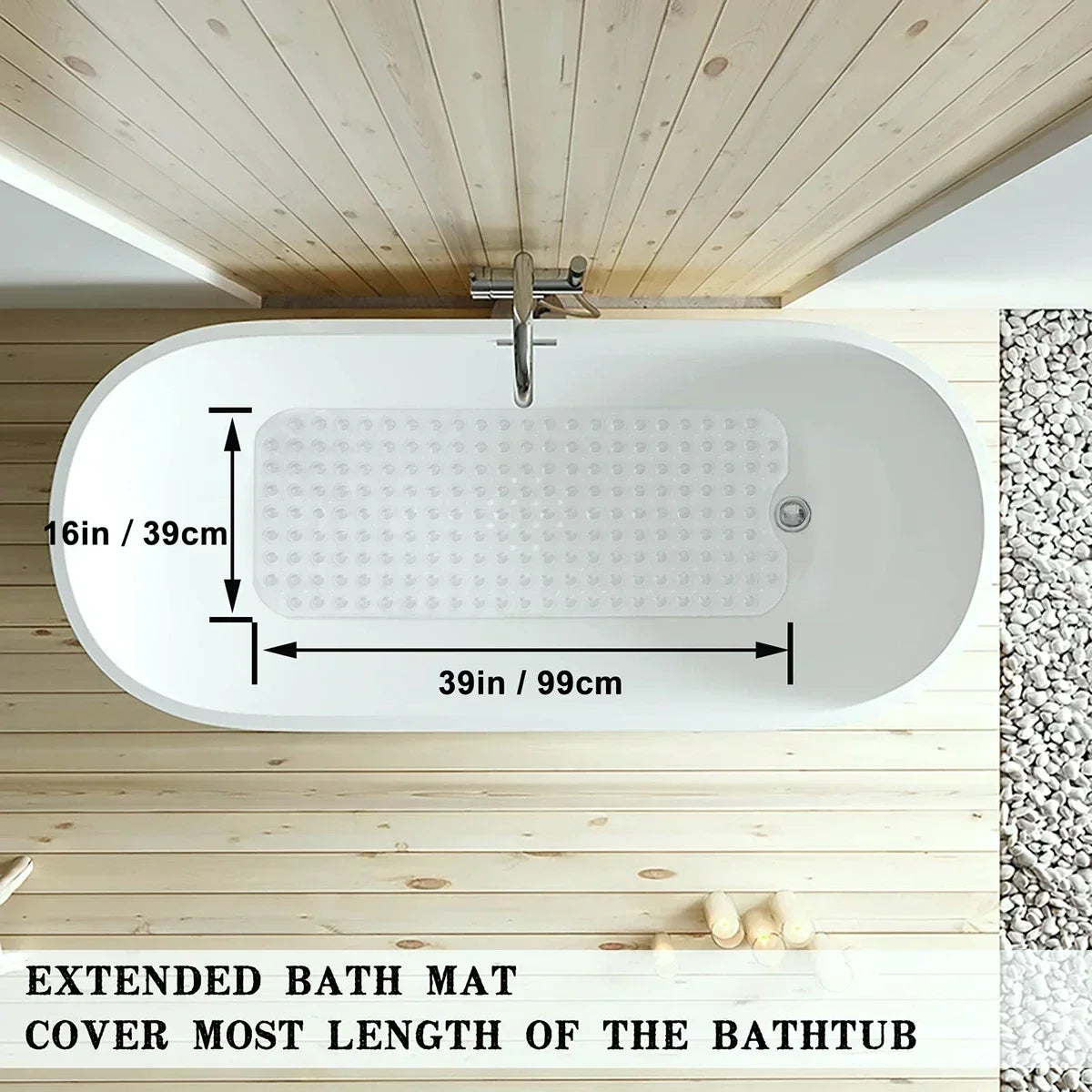 NEW Arrivals 3 Colors 40*100cm Anti-Slip Bathtub Mat PVC Large Bathtub Safety Shower Bathroom Bathtub Mat with Suction Cup Floor Mat Home Bathroom Accessories