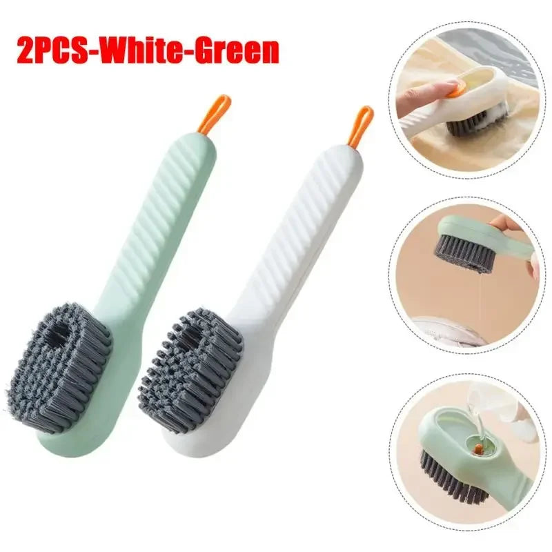 NEW Arrivals 4PCS Set Green/White Fashion Multifunction Shoes Sport Sneakers Boots Brush Soft Bristled Liquid Filled Up Wash Shoe Cleaning House Accessories Clean Kitchen Tools