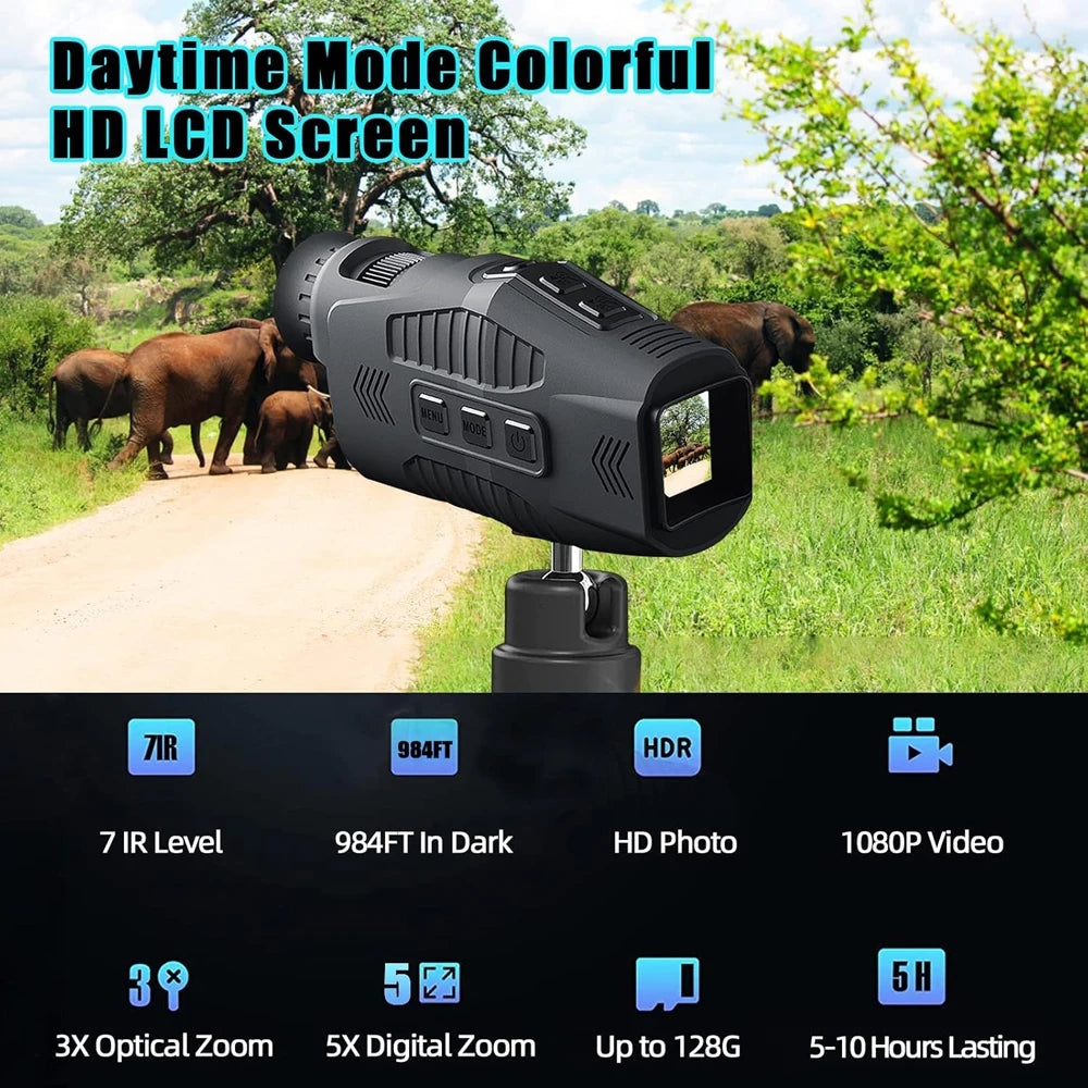 NEW Night Vision Goggles,1080P 64GB Card Digital Night Vision Monocular, Infrared Monocular Save Photos/Videos, Thermal Imaging Telescopes Outdoor Camping Hunting