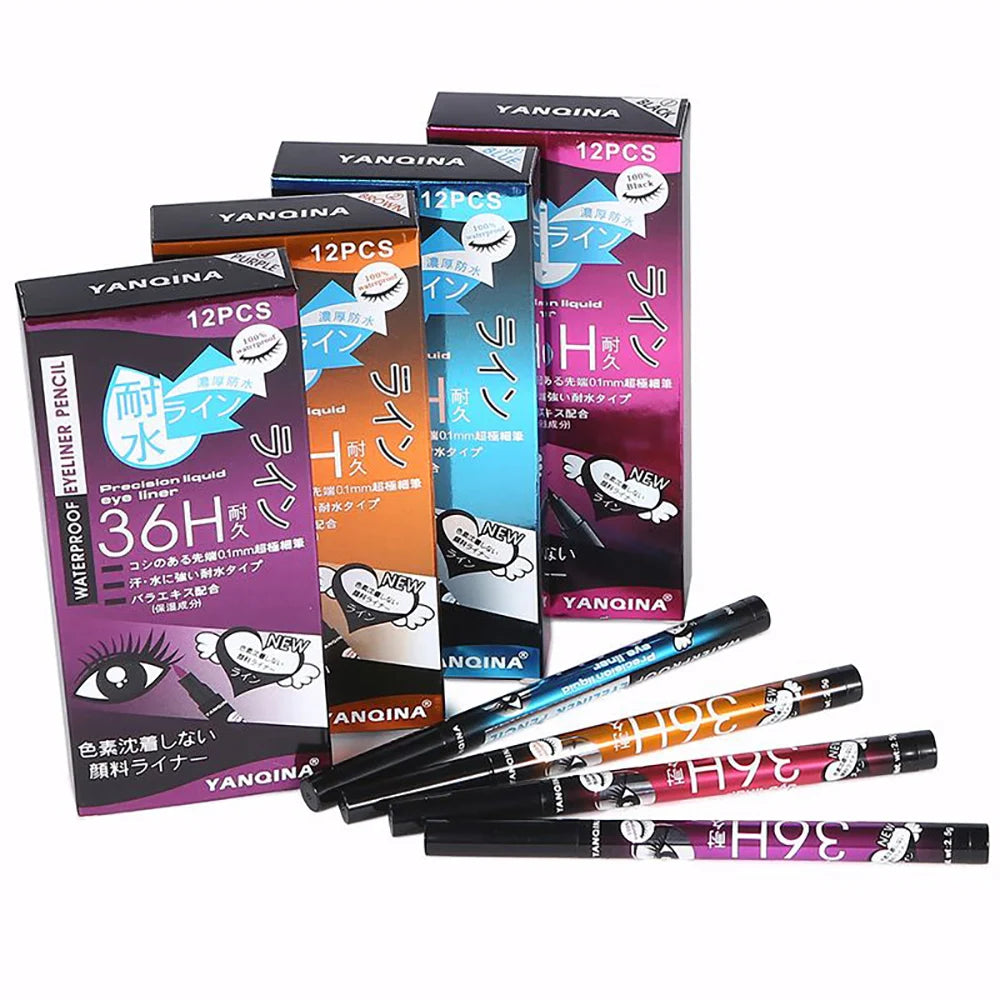 Liquid Eyeliner Quick-Dry Waterproof Eyeliner Pencil 36H Long-Lasting Black Liquid Eye Liner Pen Makeup Cosmetics Tool Beauty