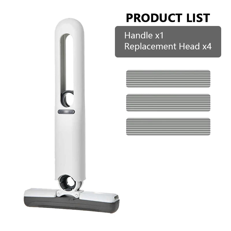 NEW Arrivals 2PCS + 3 Replacement Head Set Mini Mop Self Squeeze Mop Powerful Folding Household Clean Tools No Hand Wash Strong Absorbent Mop for Bathroom Kitchen Desktop