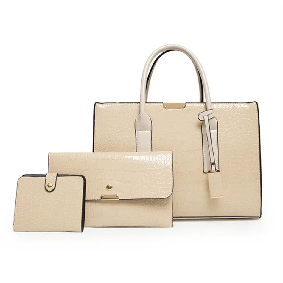 NEW Arrivals 10 Colors/Patterns 3 PCS Set High Quality PU Leather Women Messenger Bags Crocodile Female Crossbody Shoulder Hand Bags for Women High Quality Ladies Handbags