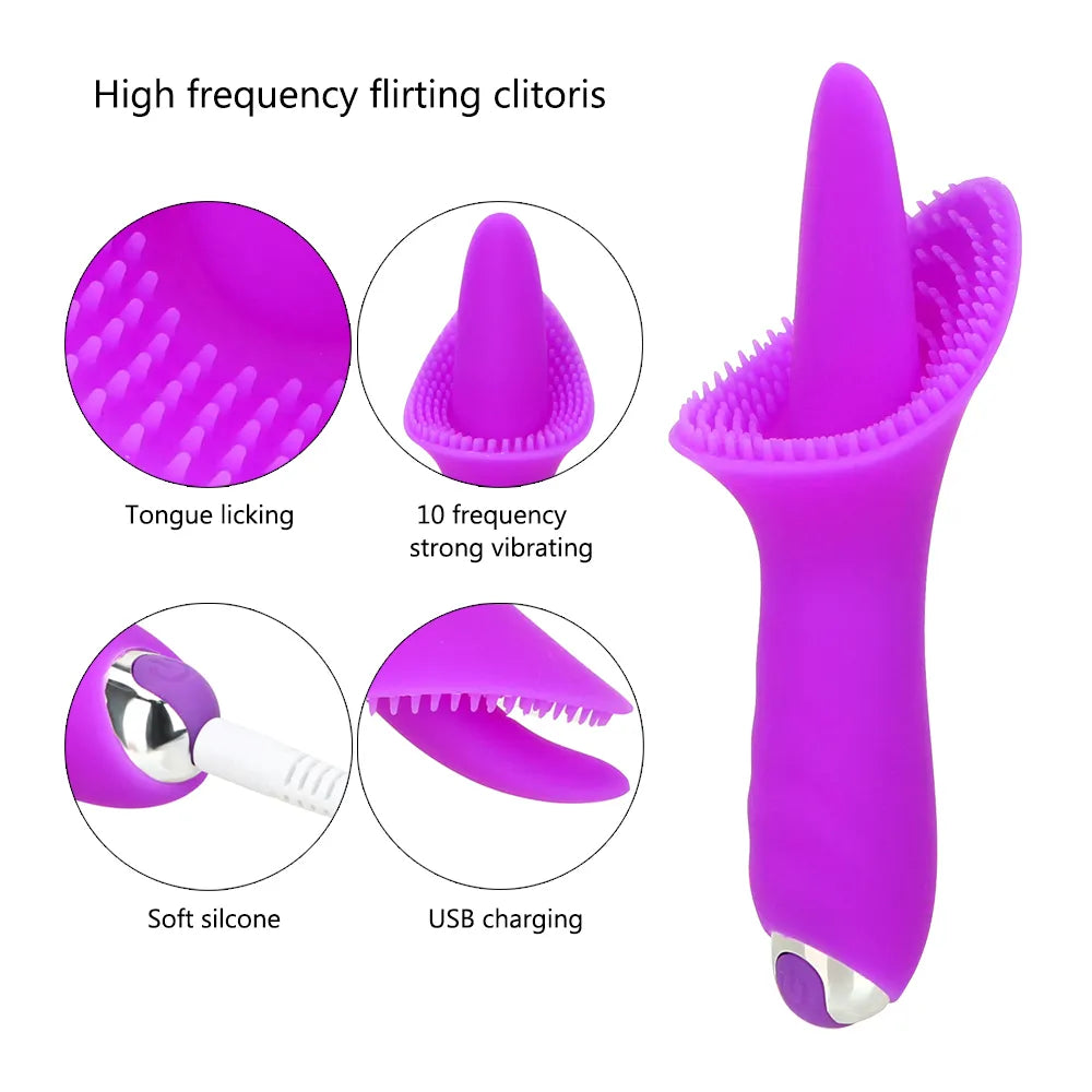 14cm Brush Tongue Licking Vibrators For Women Nipple Clitoris Licks Vaginal Anal Toys Female Masturbator Sex Products Erotic Set