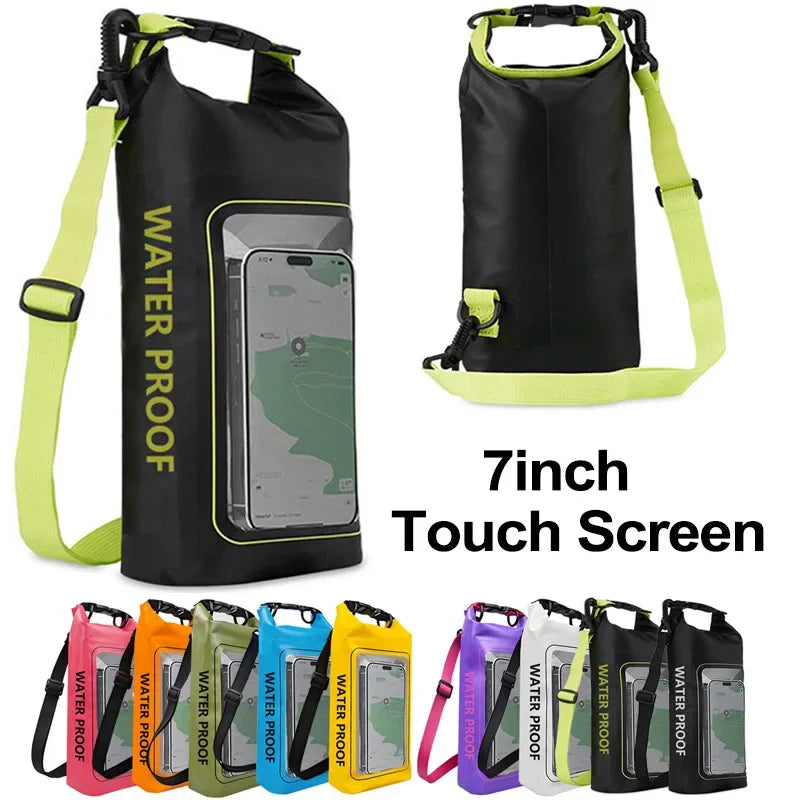 NEW Arrivals 2L 5L Dry Bag Swimming Pack Touch Screen Outdoor Waterproof Kayak Storage Bag Outdoor Beach Camping Kayak Trekking Drifting Rafting Surfing Boating Backpack Sports Accessories