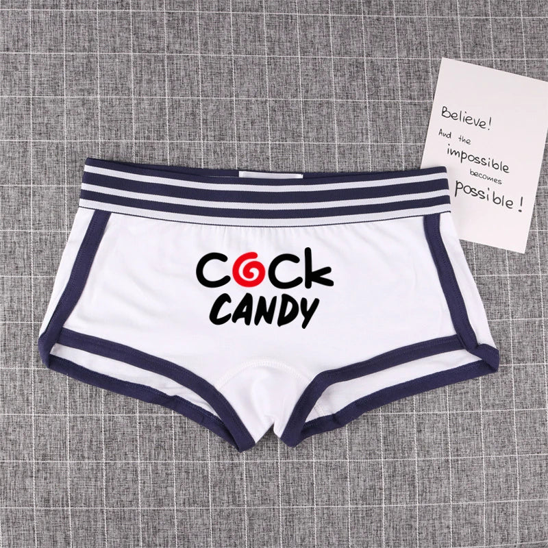 NEW Arrivals 7 Colors *COCK CANDY* Cotton Boy Shorts WIFE Gift Underwear for Women New Women Boxer Shorts Girl Panties Breathable Women's Intimates
