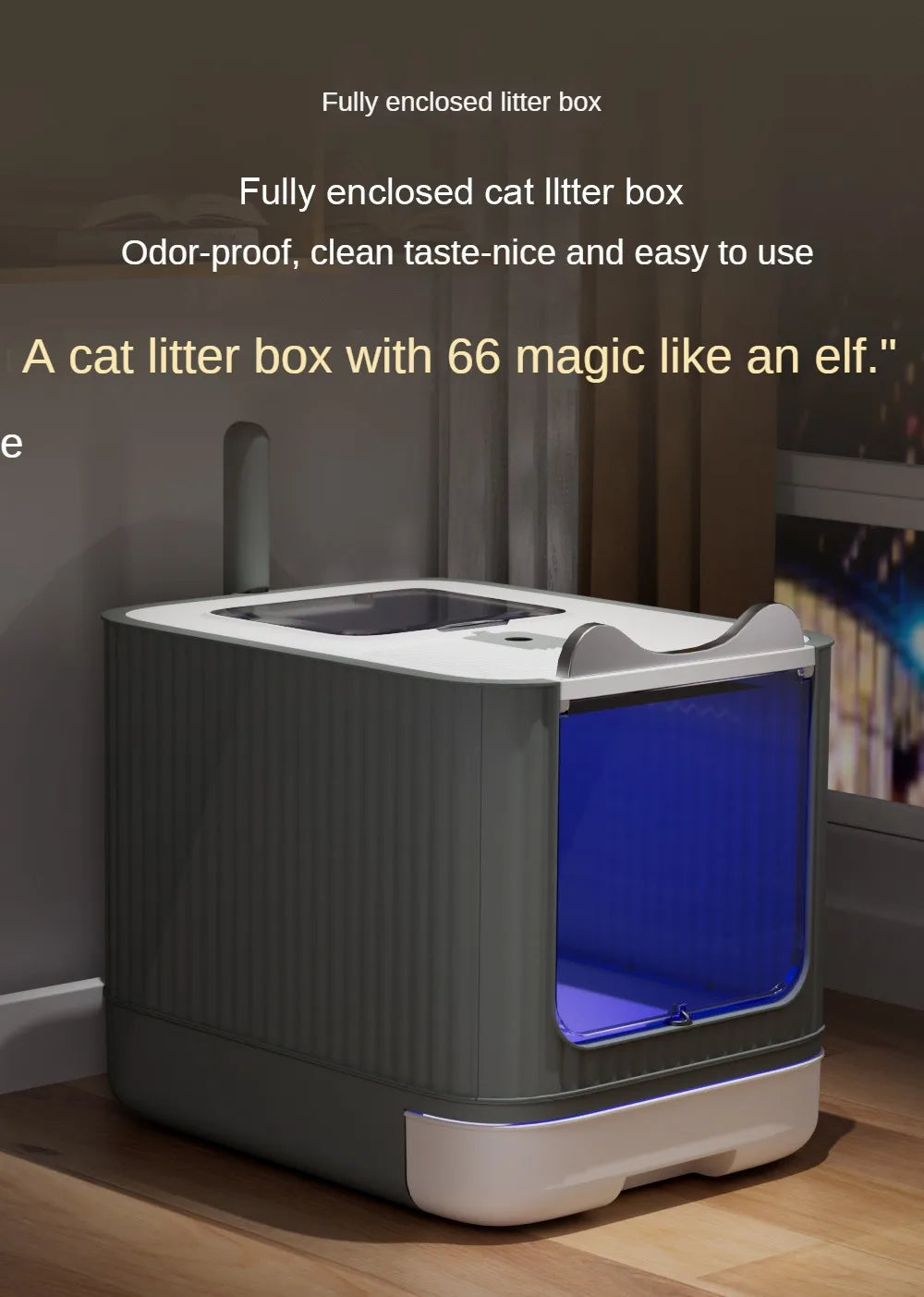 44.5CM X 37.5CM Cat Litter Basin Oversized Splash-Proof Fully Enclosed Cat Toilet Sterilization Deodorant Drawer Cat Litter Basin Pets Cleaning Supplies