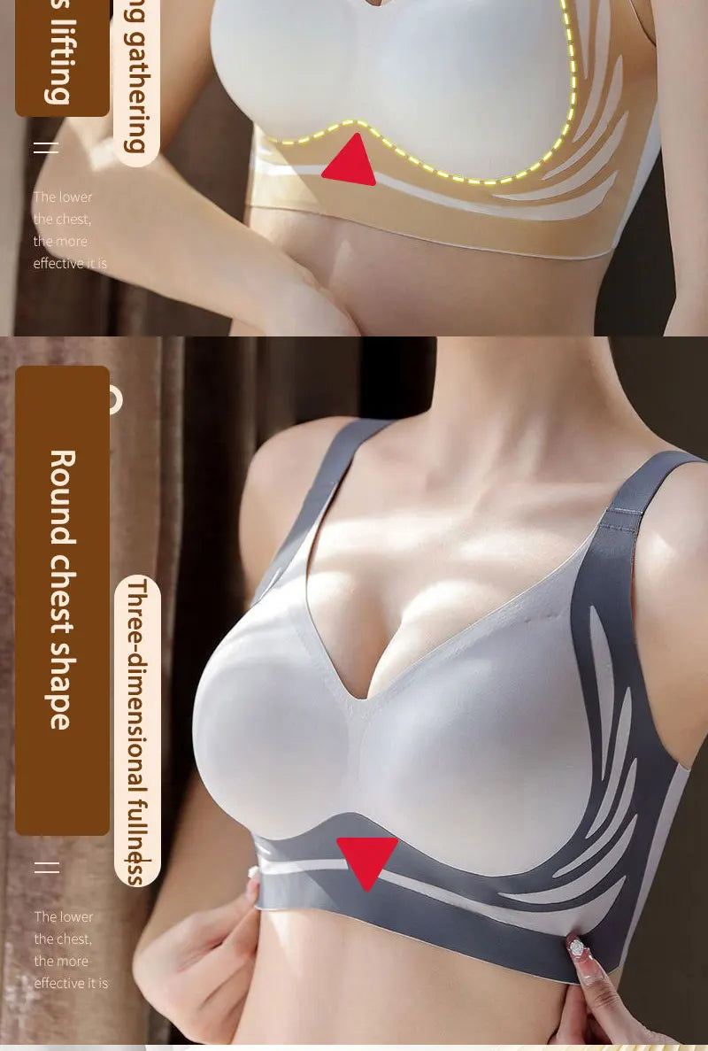 NEW Arrivals 3PCS Set M-2XL Plus Size Seamless Underwear For Women, Wireless & Comfortable Lift & Gather Brassiere, Supportive & Anti-Sagging Ladies Luxury Underwear Sets