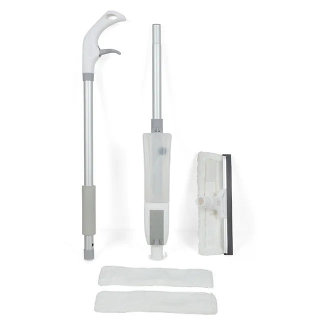 NEW Design Glass Cleaning Brush with Water Spray Window Glass Doors Cleaner High Quality Aluminum Long Handle Wiper and Cloth Combo Silicone Home Office Cleaning Supplies