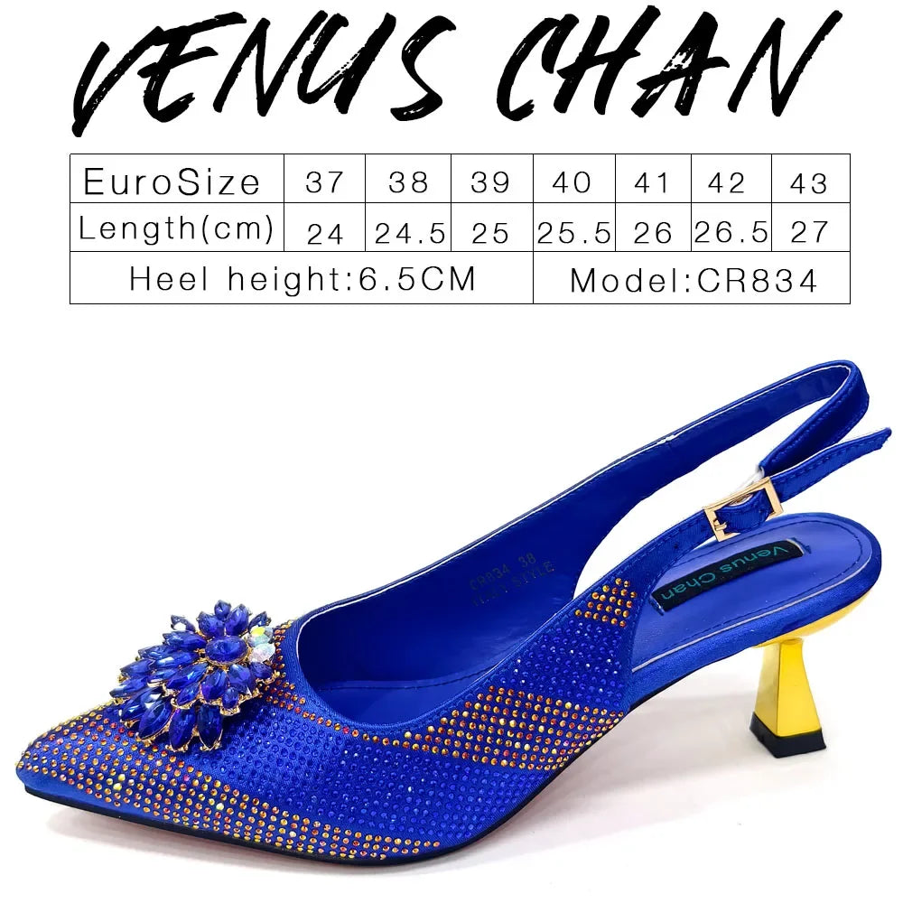 NEW Arrivals 8 Colors Italian Design Rhinestone Luxury Wine Colour Pointed Toe Shoe & Bag Matching Set Women's High Heels Night Club Business Dinner Evening Wedding Birthday Party Ladies Luxury Fashion Apparel Accessories Set