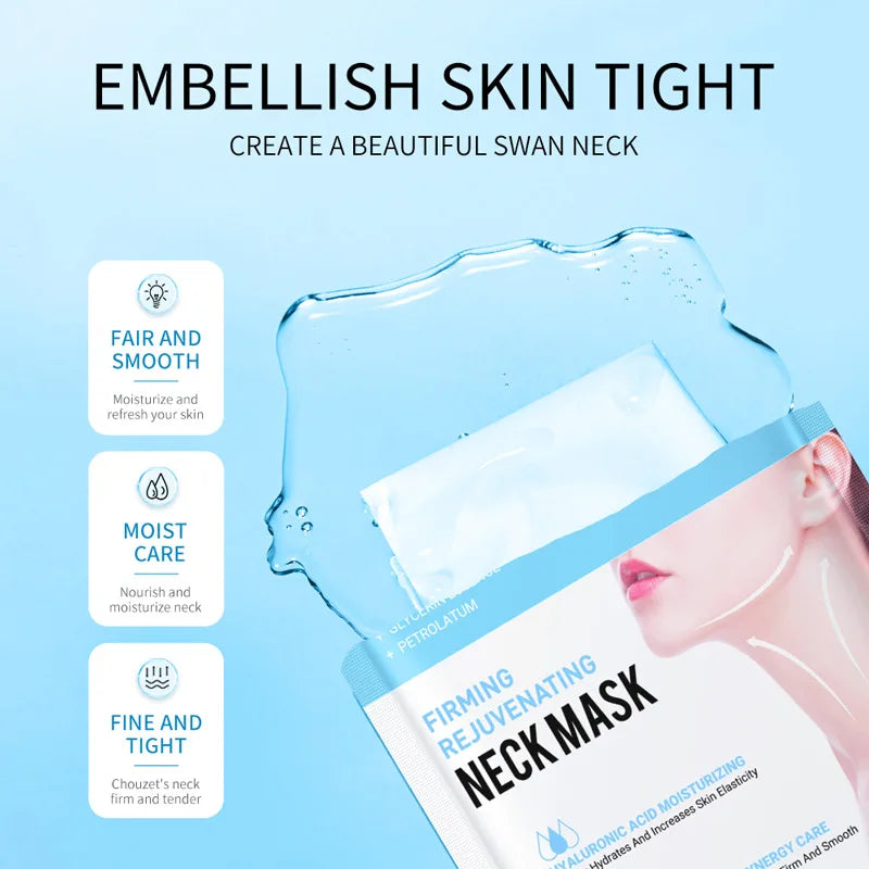 NEW 10PCS Set Korean Hyaluronic Acid Neck Mask Collagen Firming Neck Masks Nourishing Brighten Moisturizing Necks Women Beauty Korean Skin Care Products