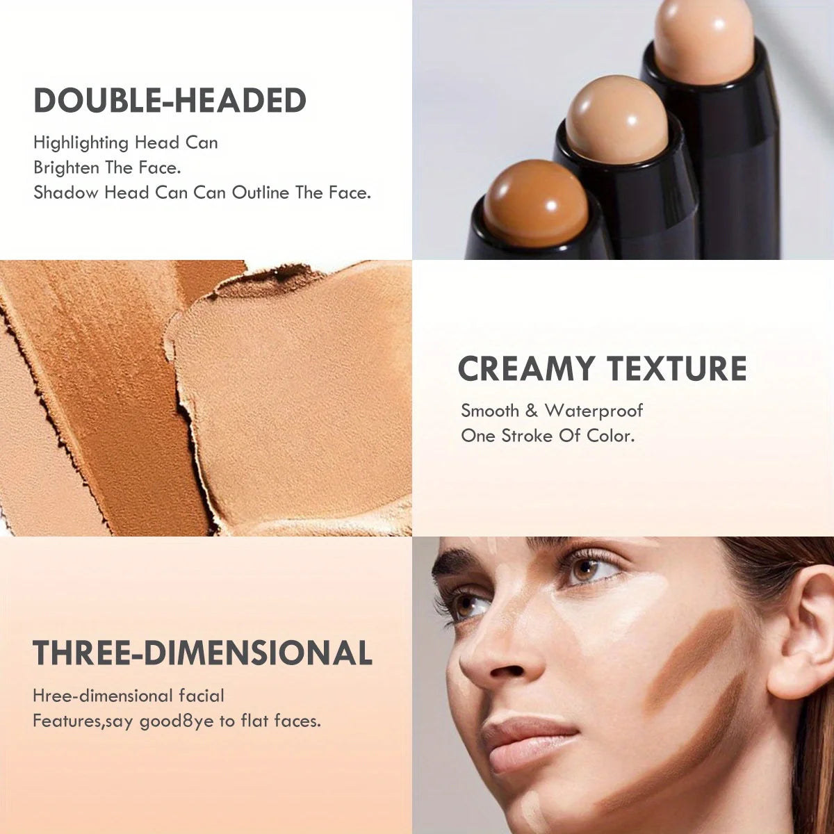 NEW Arrivals Contouring Stick with Double-Headed Concealer Highlighter for Three-Dimensional Nose Bridge Shadow V-Face High Nose Bridge Women Female Cosmetics Supplies