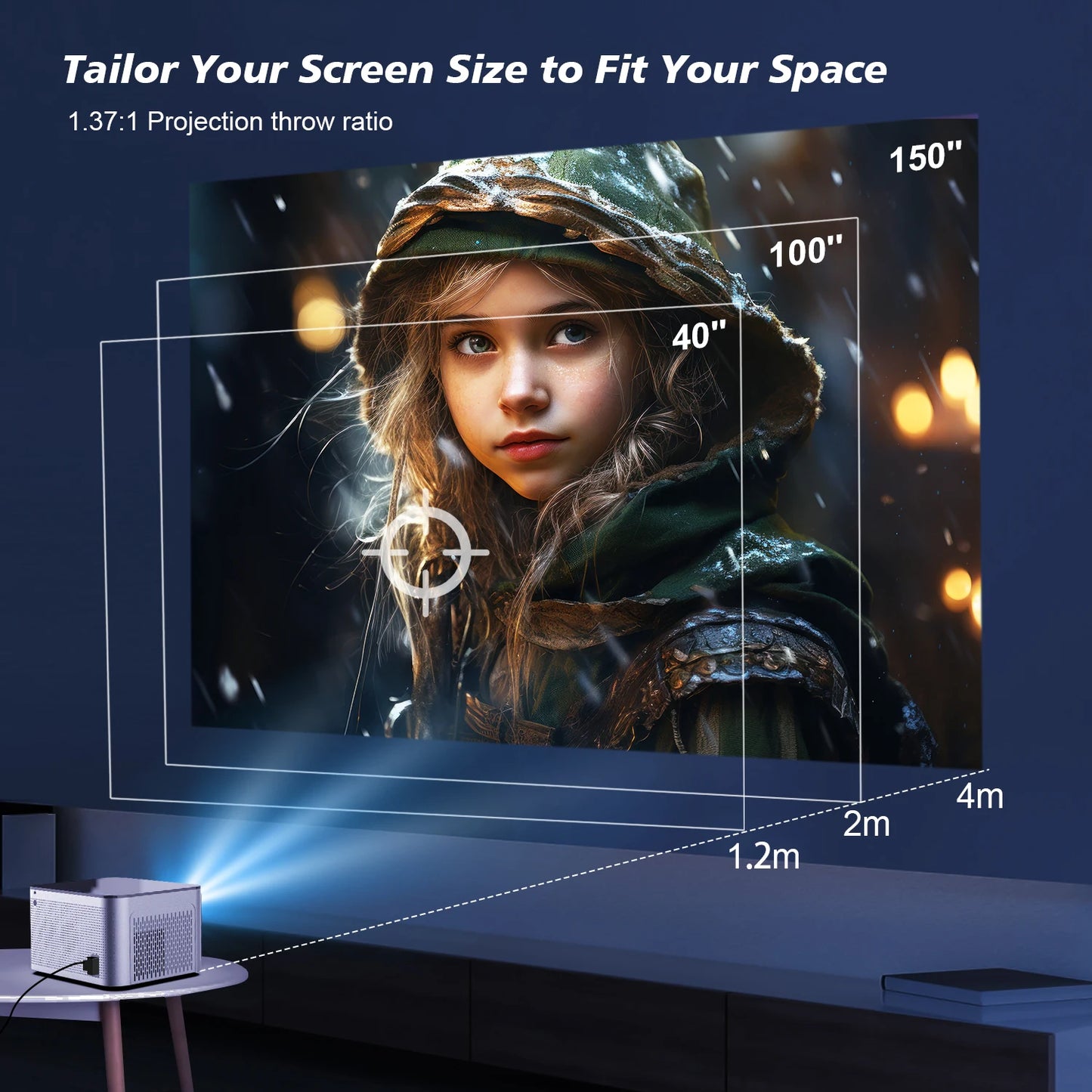 580ANSI Projector Android 11 4K 1080P WIFI6 Voice Control All Winner H713 Electronic Focus BT5.0 Home Cinema HY350 Pro