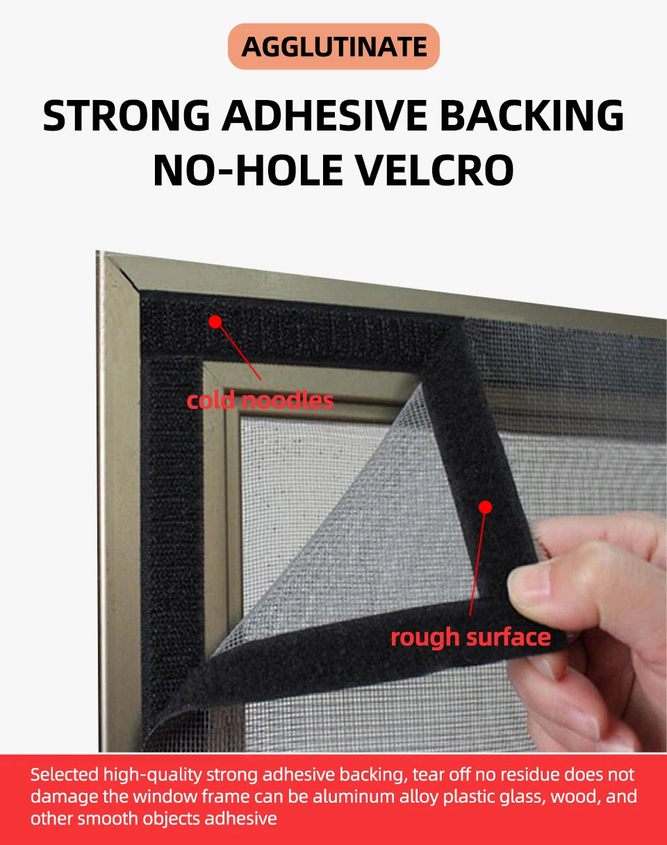 50cm/120cm Black Velcro Window Screen Breathable Mosquito Net Washable Custom Size Black Mesh Black Edging Reusable Summer Insect Proof Net