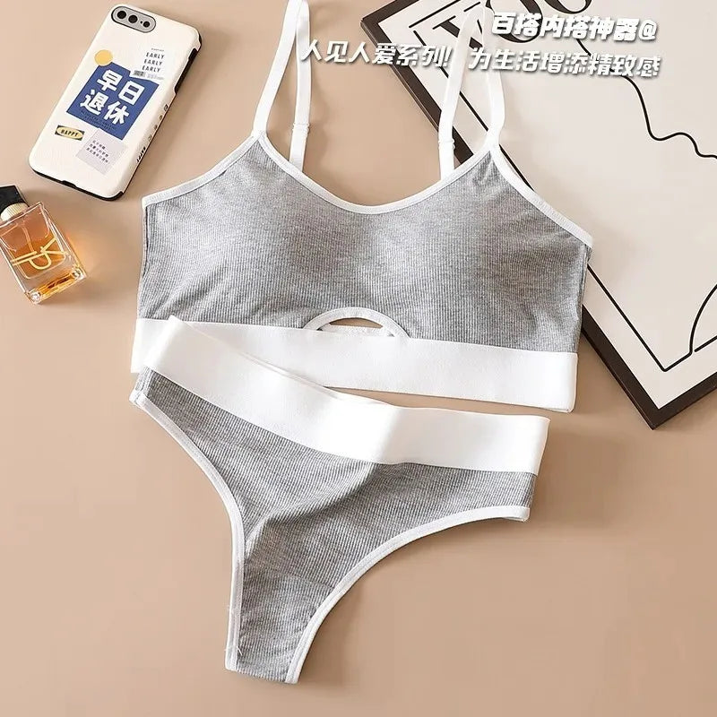 NEW Arrivals Seamless Padded Bras Sports Bra And Panties Set Women Hollow Out Cotton Underwear U Back Push Up Bras Comfort Sexy Women Lingerie Set Girls Underwear Sets