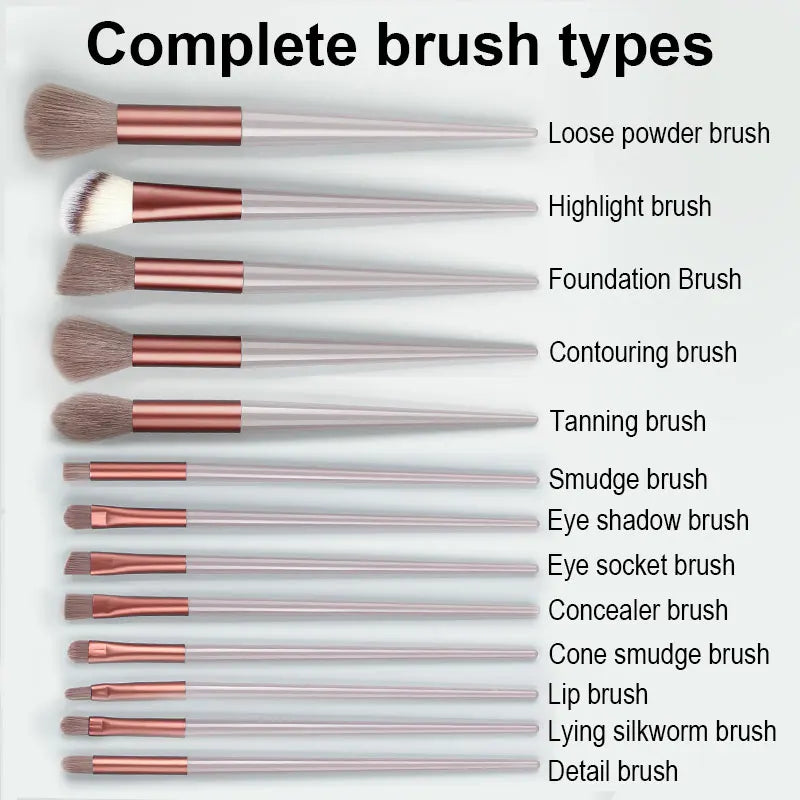 13Pcs Soft Fluffy Make-Up Brushes Set for Women Girls Cosmetics Foundation Supplies Blush Powder Eyeshadow Kabuki Blending with Make-Up Sponge Egg Female Ladies Luxury Cosmetics Accessories Tools Products