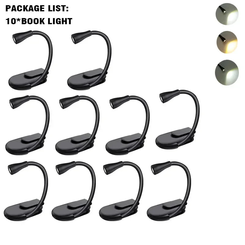 NEW Arrivals 5~10PCS Set Mini Book Light Laptop Keyboard Portable Clip Night Light USB Charging LED Dimmable Bedroom Eye Protect Camping Clip 360° Flip Book Lamp