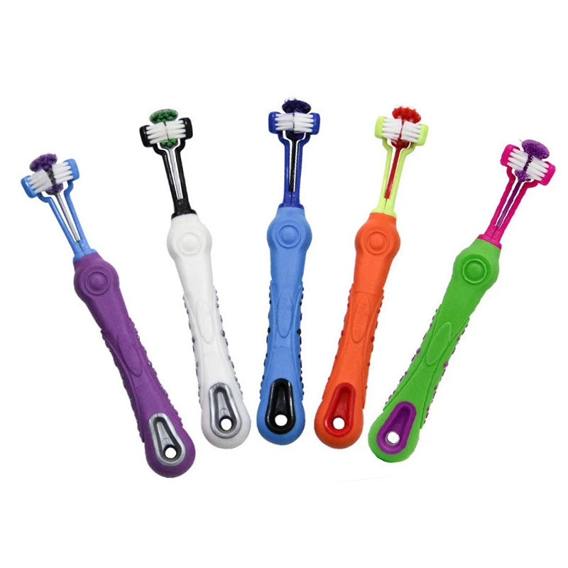 NEW Three Sided 5 Colors Pet Toothbrush Multi-Angle Toothbrush Cleaning Dog Cat Brush Bad Breath Pet Dental Care Cat Cleaning Mouth Hygiene Accessories Pets Supplies