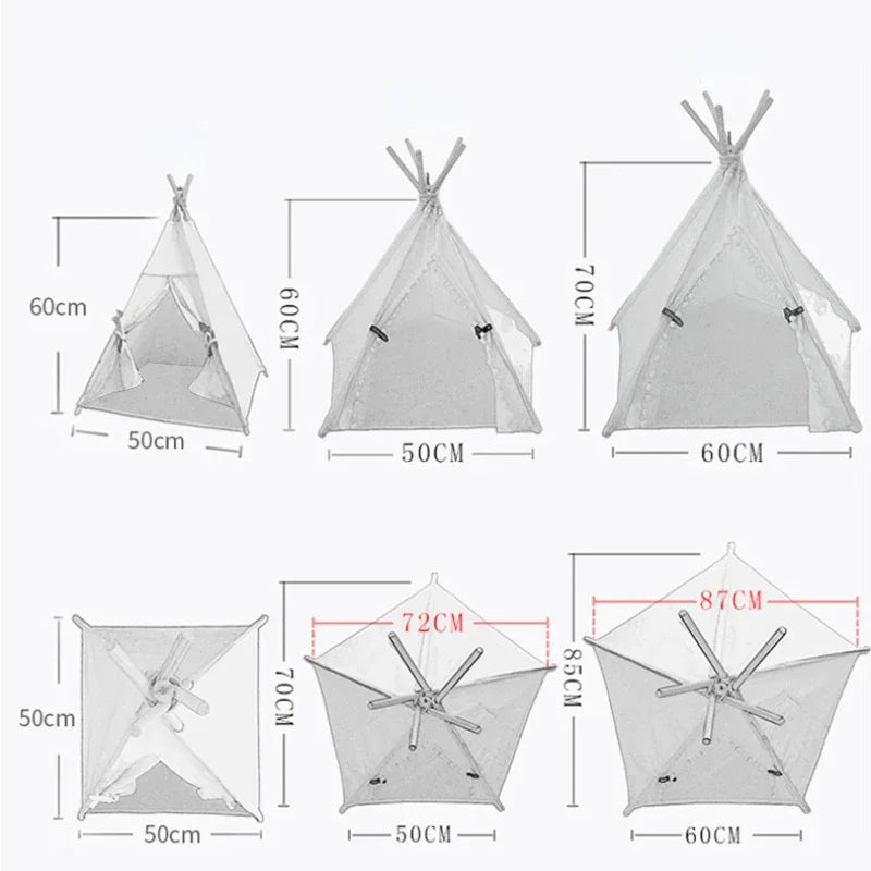 NEW Arrivals 14 Patterns Cats Dogs Korean Tent House with Double-Sided Thick Cushion for Puppy Pets Up to 33Lbs, Portable Cat Tent with Non-Slip Feet and Blackboard, Washable Pets Furniture Supplies